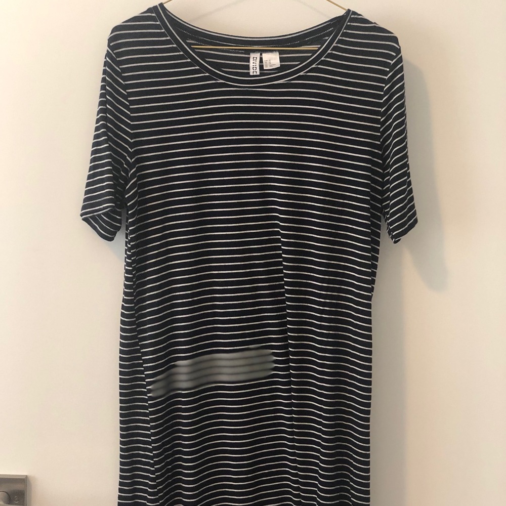 navy and white striped sundress